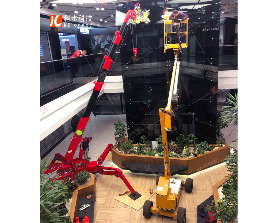 Glass installation works inside shopping mall